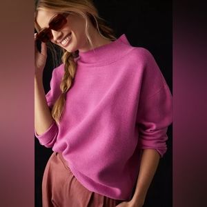 Anthropologie Maeve Pink Carys Long Sleeve Mock Neck Sweater Size Small